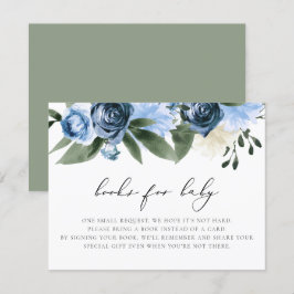 MILENA Dusty Blue Navy Blommigt Bokar för Baby-kor Inbjudningar
