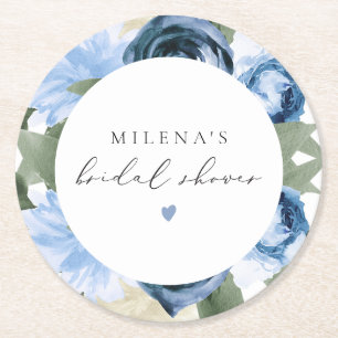 MILENA Something Blue Blommig Bröllopsdusch Underlägg Papper Rund