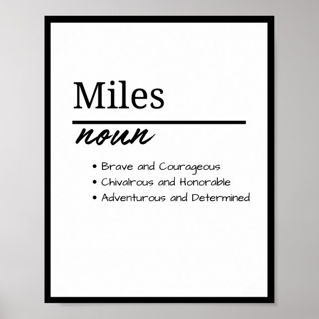 Miles, Boy Personlig Namn Definition Poster (Framsidan)
