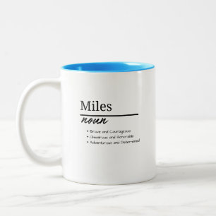 Miles, Boy Personlig Namn Definition Två-Tonad Mugg