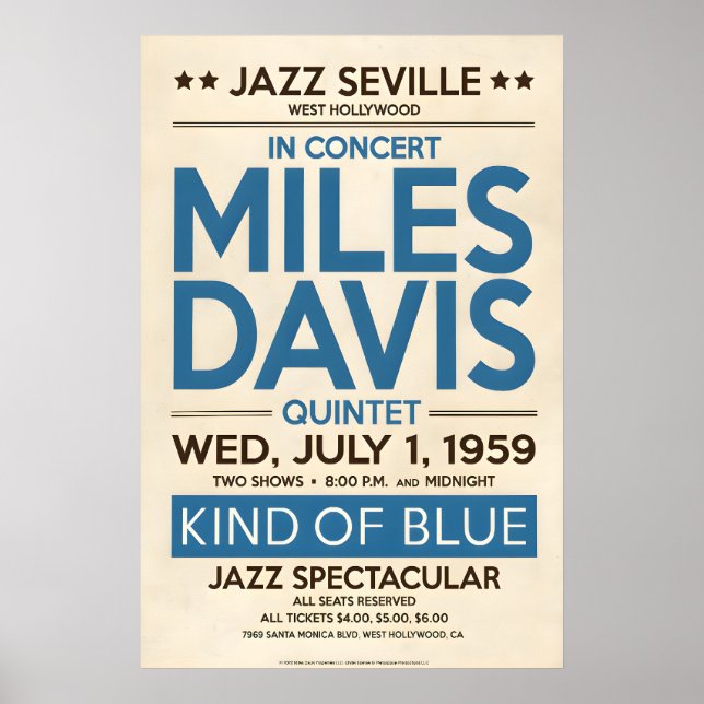 Miles Davis Live in Hollywood, Originaltryck Poster (Framsidan)