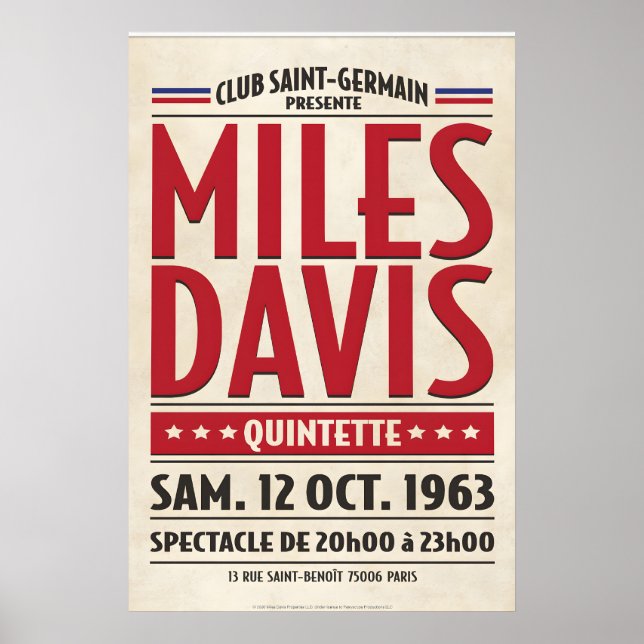 Miles Davis Live in Paris, Originaltryck design Poster (Framsidan)