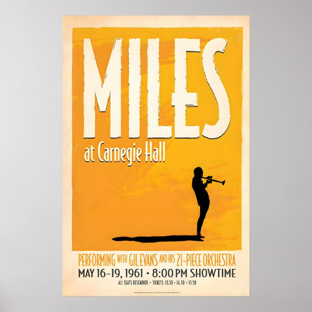 Miles Davis på Carnegie Hall, Originaltryck Poster (Framsidan)