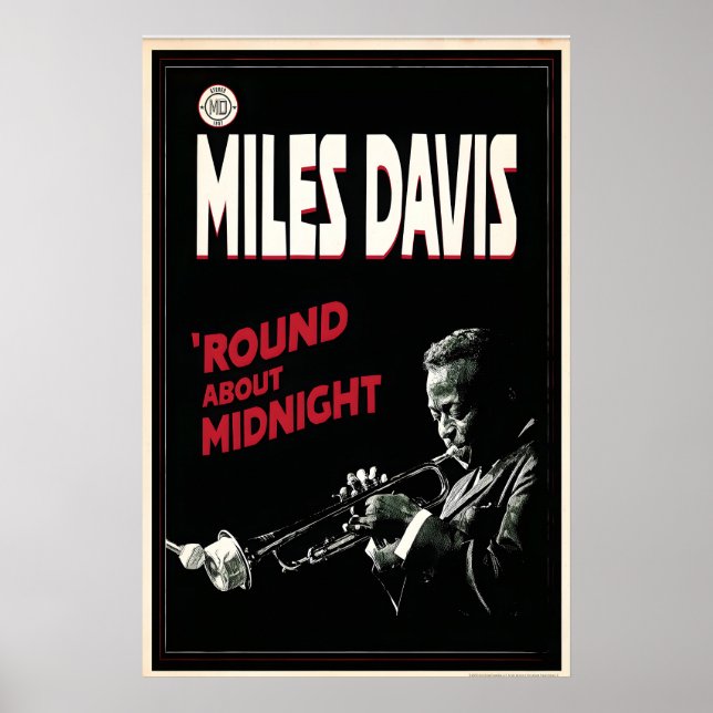 Miles Davis 'Round About Midnight Grafik Poster (Framsidan)