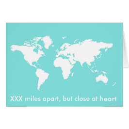 miles ifrån varandra men nära på hjärta hälsningskort