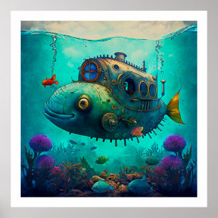 Miles under Sea Art Illustration Poster 2