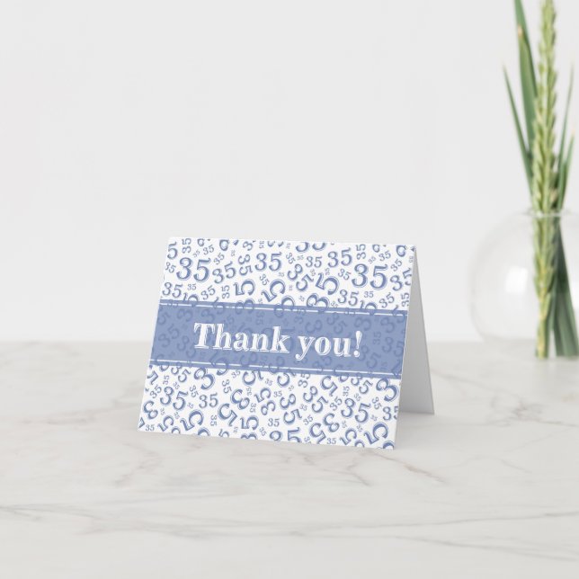 Milestone 35 Random Number Pattern Blue/White Tack Kort (Framsida)