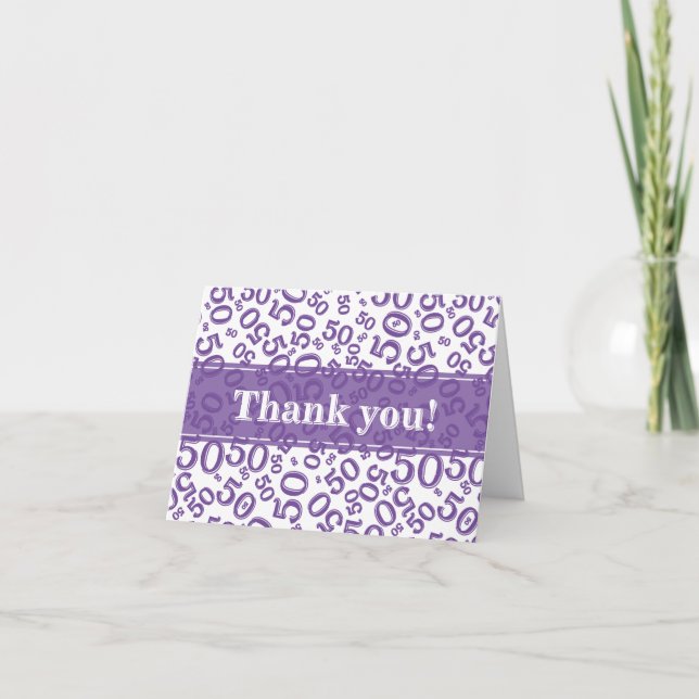 Milestone 50 Random Number Pattern Purple/White Tack Kort (Framsida)