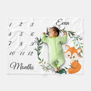 Milestone Baby Fox Löv Wandekeepsaké Fleecefilt