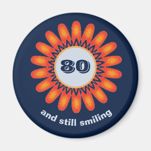 Milestone Birthday 80:e Orangen Flower Firande Magnet