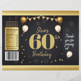 Milestone Birthday Gold Black Chip Bag Wrappers Reklamblad