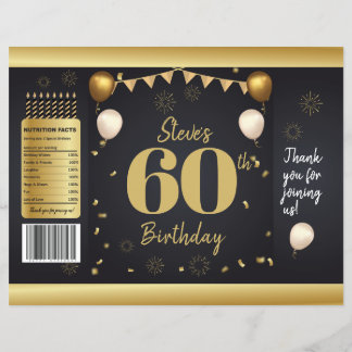 Milestone Birthday Gold Black Chip Bag Wrappers Reklamblad