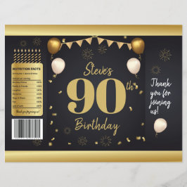 Milestone Birthday Gold Black Chip Bag Wrappers Reklamblad