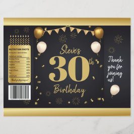 Milestone Birthday Gold Black Chip Bag Wrappers Reklamblad
