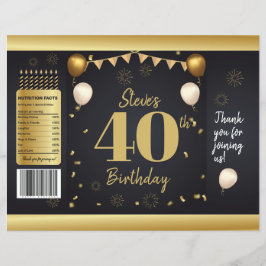 Milestone Birthday Gold Black Chip Bag Wrappers Reklamblad