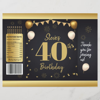 Milestone Birthday Gold Black Chip Bag Wrappers Reklamblad