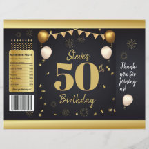 Milestone Birthday Guld Black Chip Wrappers