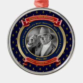 Milestone Birthday Guld Photo 90:e nittio Blue Red Julgransprydnad Metall