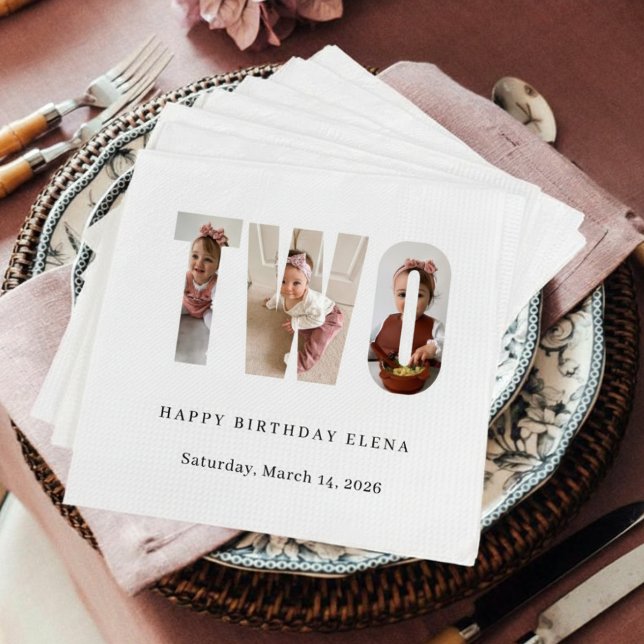 Milestone Birthday Photo Collage Party Napkins Pappersservett (Skapare uppladdad)