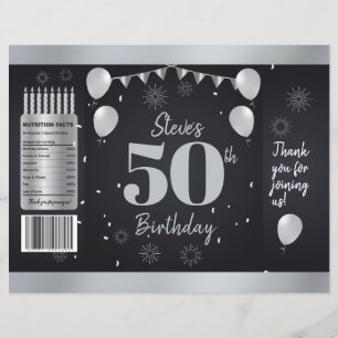 Milestone Birthday Silver Black Chip Wrappers