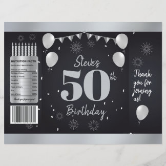 Milestone Birthday Silver Black Chip Wrappers