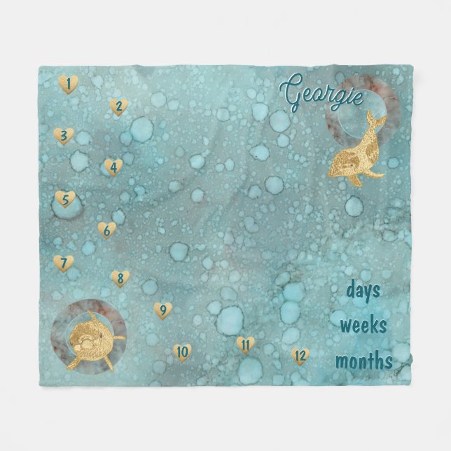 Milestone Dolphin Baby Fleecefilt (Framsidan (Horisontell))