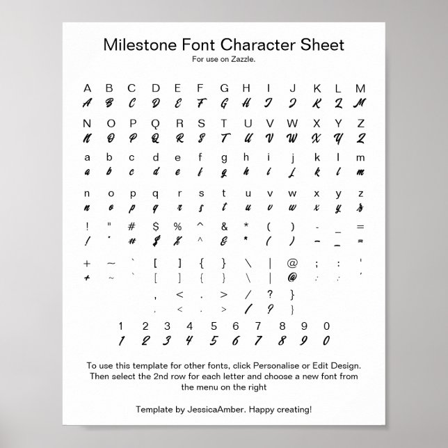 Milestone Font Character Lakan för Zazzle Poster (Framsidan)