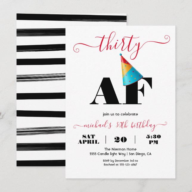 Milestone Funny Old AF-Födelsedagsfest Inbjudningar (Fram/baksida)