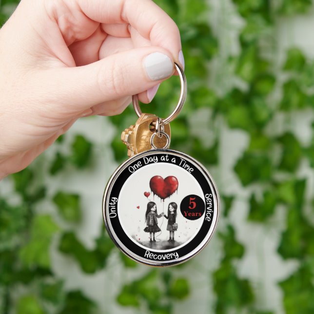 Milestone Gift för återställning av anpassningsbar Rund Silverfärgad Nyckelring (Hand)