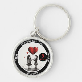 Milestone Gift för återställning av anpassningsbar Rund Silverfärgad Nyckelring