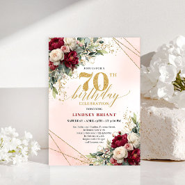 Milestone Gold Floral 70th Birthday Party Invites Inbjudningar