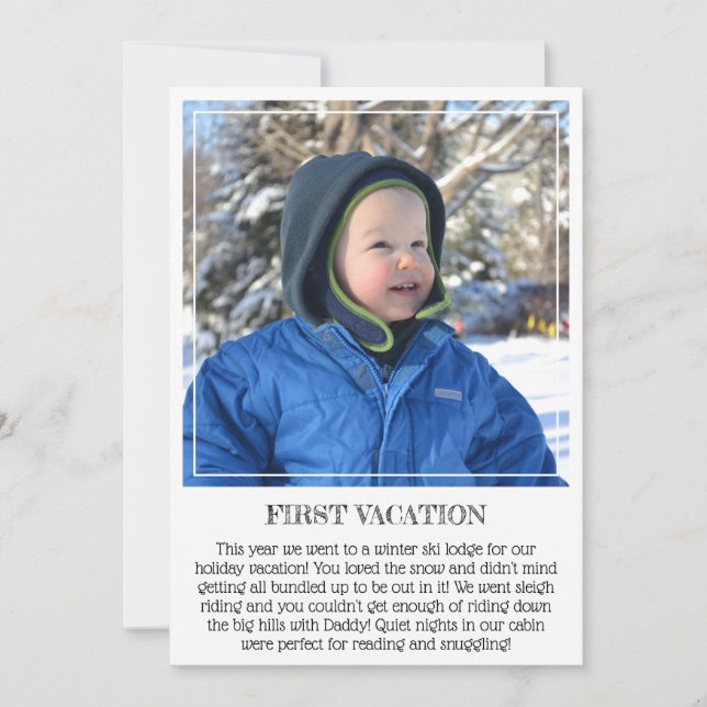 Milestone KeepsakCard: Baby First Vacation Meddelande (Framsida)