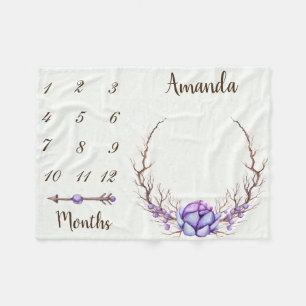 Milestone Lila Chic Arrow Blommigt Kandnöd Fleecefilt