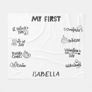 Milestone min första Helgdag söt baby Fleecefilt