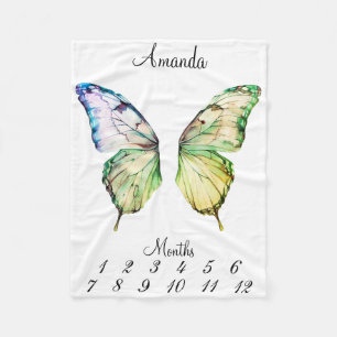 Milestone Rosa Butterfly Vingar Baby Keepsaké Fleecefilt