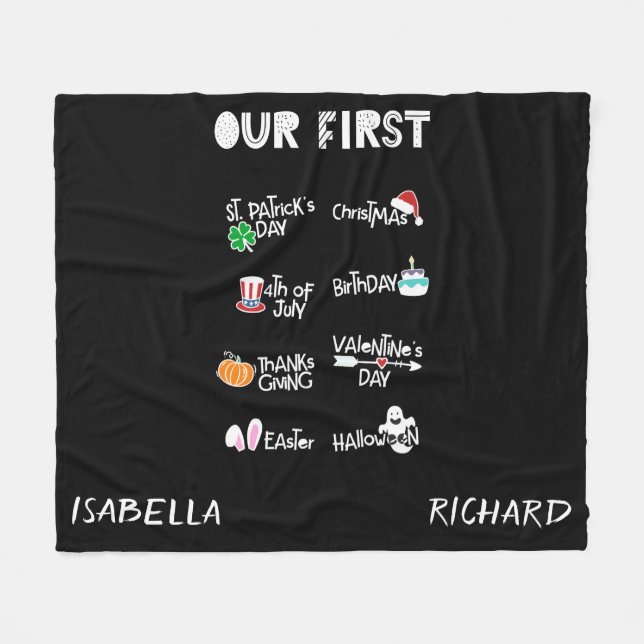 Milestone-twillingar min första Helgdag moderna sv Fleecefilt (Framsidan (Horisontell))