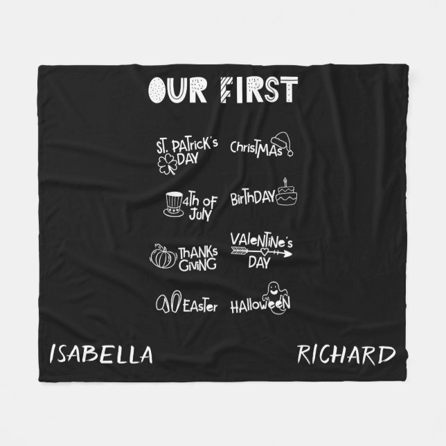 Milestone-twillingar min första Helgdag moderna sv Fleecefilt (Framsidan (Horisontell))