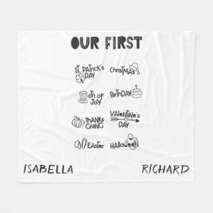 Milestone-twillingar min första Helgdag söta baby Fleecefilt