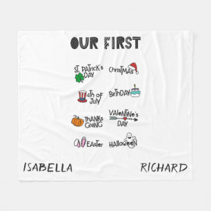 Milestone-twillingar min första Helgdag söta baby Fleecefilt