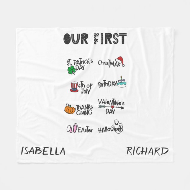 Milestone-twillingar min första Helgdag söta baby Fleecefilt (Framsidan (Horisontell))