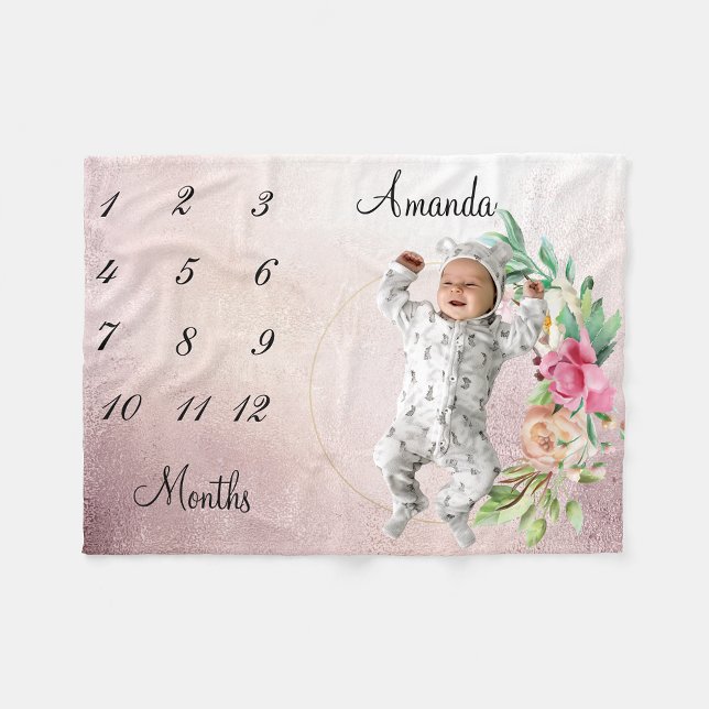 Milestone Vintage Ro Guld Faded Baby Keepsaké Fleecefilt (Skapare uppladdad)