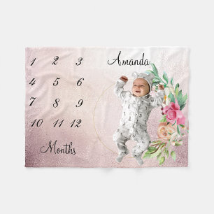 Milestone Vintage Rose Gold Faded  Baby Souvenir Fleecefilt