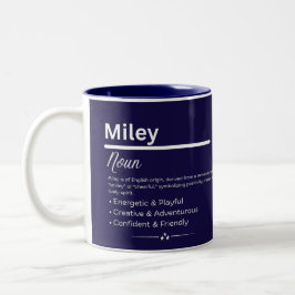 Miley, Girl Personalized Name Definition Mug Två-Tonad Mugg