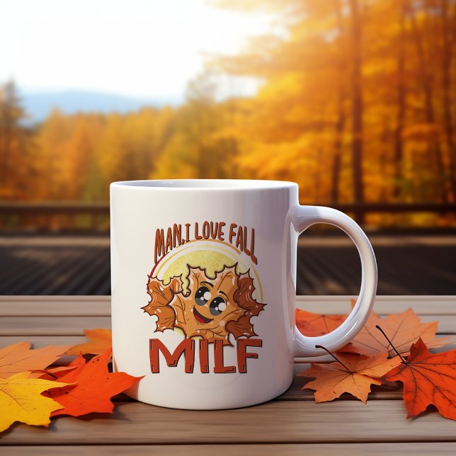 Milf, Man I Kärlek Fall, Hösten Älskare Orange Mys Kaffemugg (Skapare uppladdad)