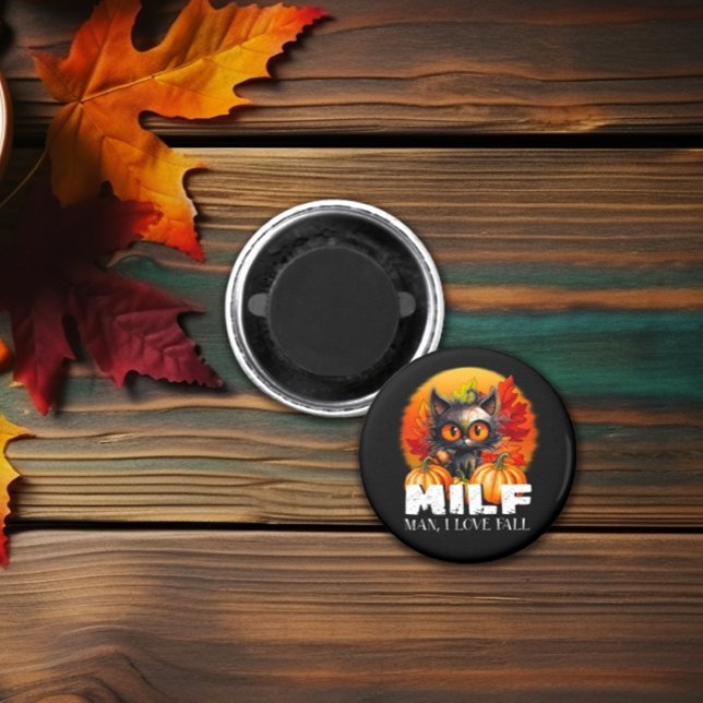 Milf, Man I Kärlek Fall, Orange Höst Humor Cat Magnet (Skapare uppladdad)