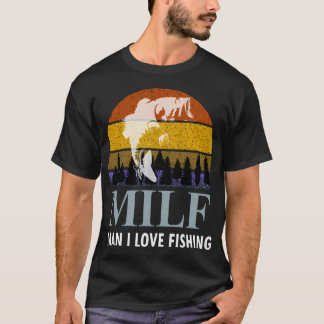 Milf Man I Kärlek Fishing - Retro Vintage Sunset R T Shirt