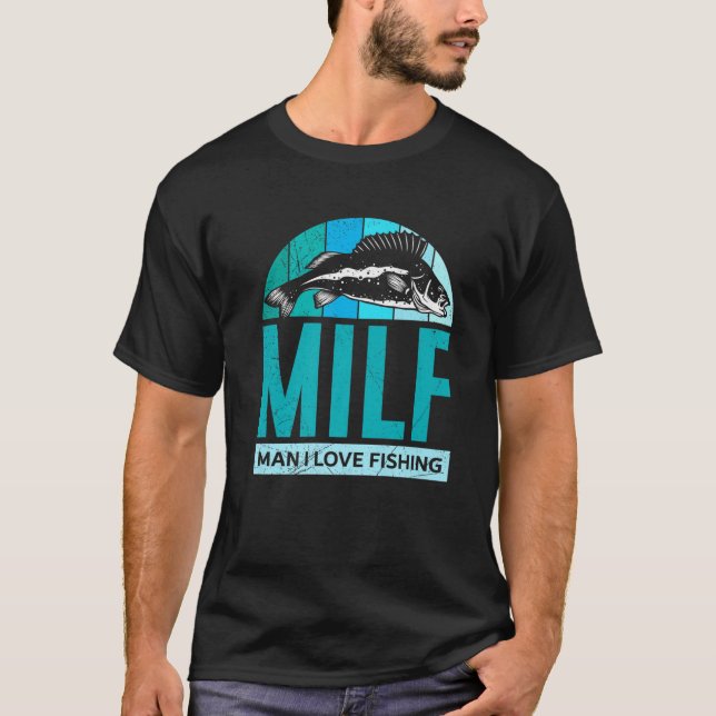 MILF man I Kärlek fiskar futtigt Retro Fish Älskar T Shirt (Framsida)
