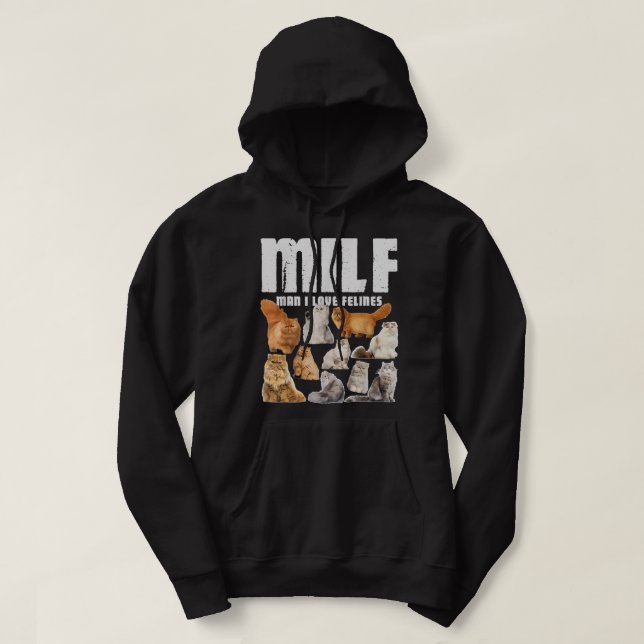 MILF Man I Kärlek Kattdjur Persian Cat Lover Hoodie (Design framsida)