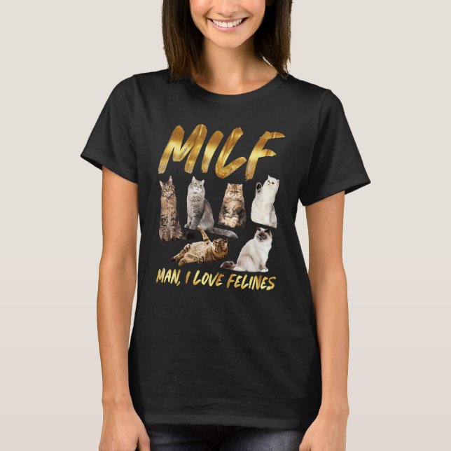 Milf Man I Kärlek Kattdjur Vintage T Shirt (Framsida)