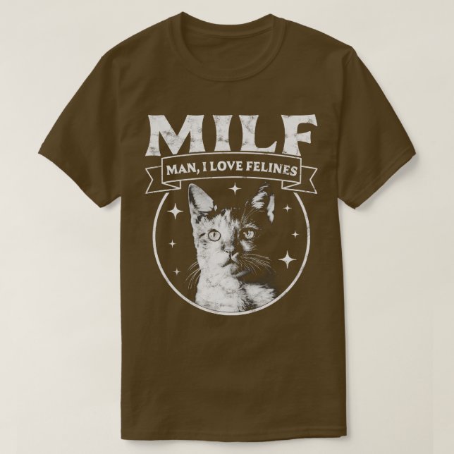 MILF Man I kärlek Kattdjuren Funny Cats Retro Vint T Shirt (Design framsida)